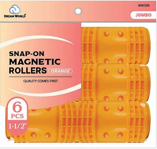 Dream World Snap On Magnetic Rollers Orange 6pcs Jumbo