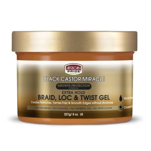 African Pride Black Castor Braid, Loc & Twist Gel 227g
