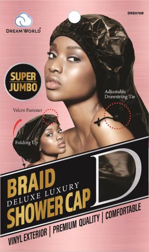 DReam World Jumbo Braid Shower Cap Black
