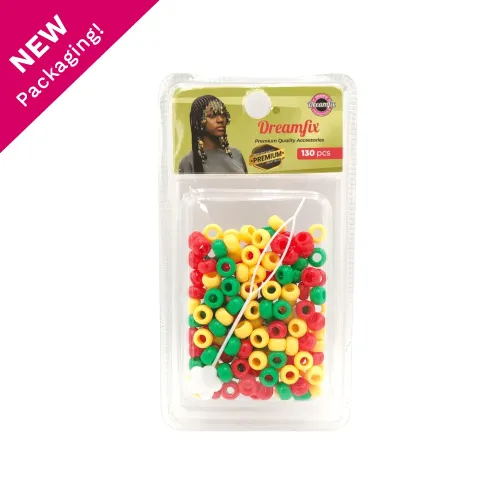 DreamFix Hair Beads Assorted Green/Red/Yellow 130pcs