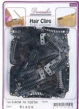 DreamFix Hair Clips 10 Teeth 3.8cm Black 50 pcs