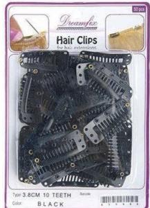 DreamFix Hair Clips 10 Teeth 3.8cm Black 50 pcs