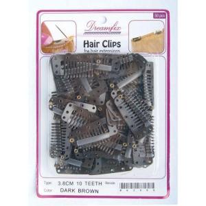 DreamFix Hair Clips 10 Teeth 3.8cm Dark Brown 50 pcs