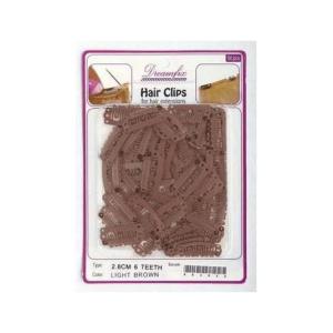 DreamFix Hair Clips 6 Teeth 2.8cm Light Brown 50 pcs