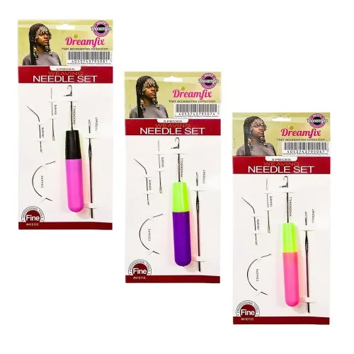 DreamFix Crochet Hook Needle Tool Set Pink/Green 5pcs