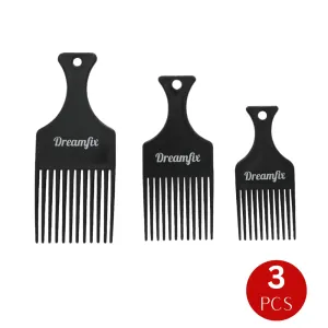 DreamFix Afro Comb Set Black 3-Pack