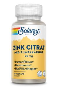 SOLARAY ZINK CITRAT 25MG 60 KAPSLAR 