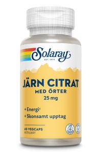 SOLARAY JÄRN CITRAT 25MG 60 KAPSLAR