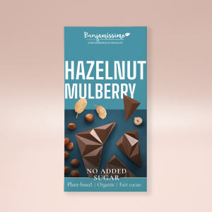 BENJAMISSIMO HAZELNUT & MULLBERRY PLANT BASED ORGANIC CHOCOLATE 60G NO ADDED SUGAR 