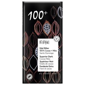 CHOKLAD SUPERIOR 100% MÖRK KAKAONIBBS 80G