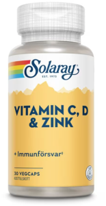 SOLARAY VITAMIN C, D & ZINK 30 KAPSLAR