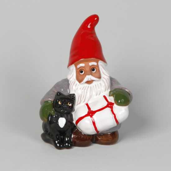 Minitomte Med Katt & Paket 12cm