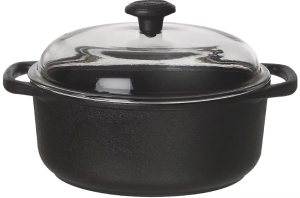 Gjutjärnsgryta Rund Med Glaslock 4L