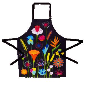 Förkläde Svart Med Blommor