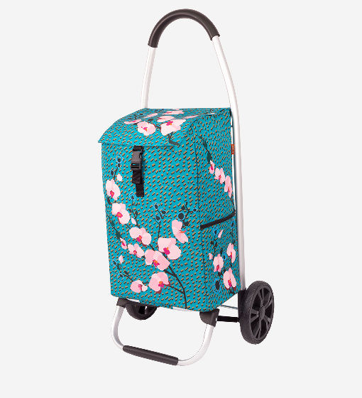 Shoppingvagn På Hjul Turkos Med Orchidé