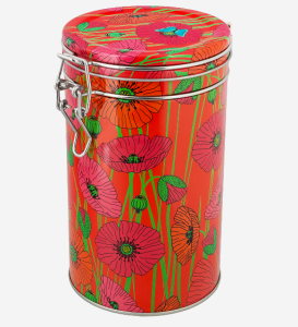 Metallburk Röd Med Vallmo