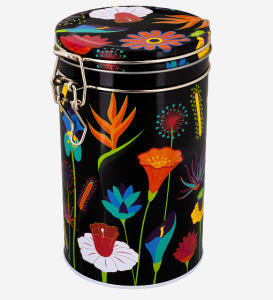 Metallburk Svart Med Blommor 0.35l