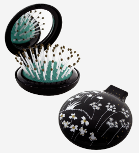 Hårborste Med Spegel Svart/Vit