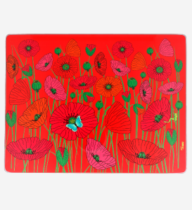 Skärbräda Röd Med Vallmo