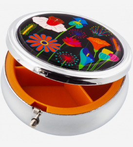 Pillerask Svart Med Blommor