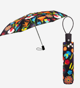 Paraply Svart Med Blommor