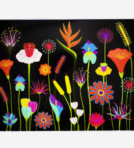 Skärbräda Svart Med Blommor