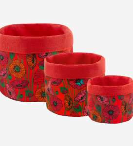 Tygkorg 3-pack Röda Med Vallmo