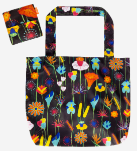 Shoppingpåse Svart Med Blommor