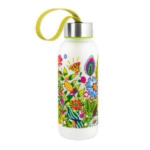 Flaska 42cl Grön Blommig