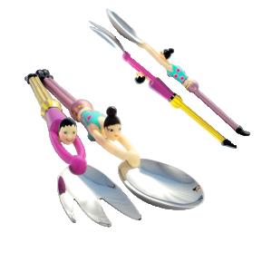 Salladsbestick Lila/Gul