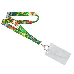 Nyckelband Grönt Med Blommor