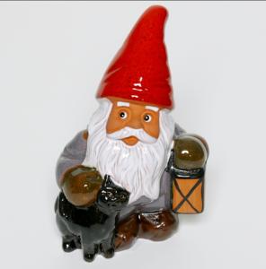 Tomte Med Katt & Lykta 19cm