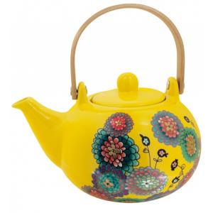 Tekanna 1L Gul Med Dahlior