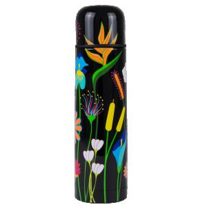 Termos 50cl Svart Med Blommor