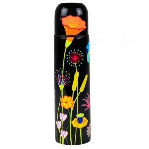 Termos 24cl Svart Med Blommor