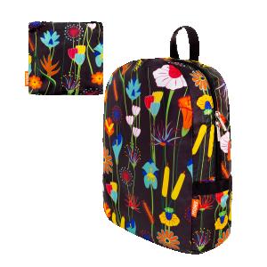 Ryggsäck Ihopfällbar Svart Med Blommor
