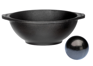 Senapsskål med senapsskula i gjutjärn