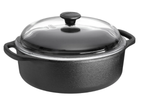 Gjutjärnsgryta Rund Med Glaslock 3L