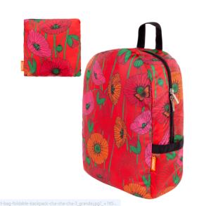 Ryggsäck Ihopfällbar Röd Med Vallmo