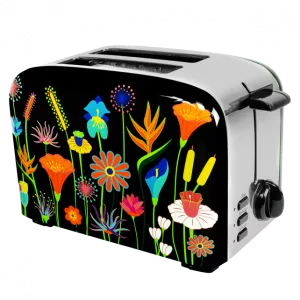 Brödrost Svart Blommig