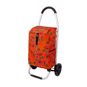 Shoppingvagn På Hjul Röd Med Vallmo