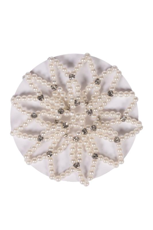 Hårnät vitt med pärlor