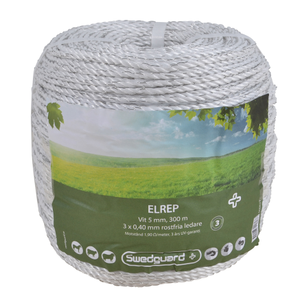 Elrep 5mm 300m vit med tross