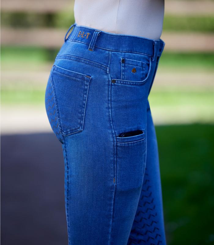ridbyxa i jeans med mobilficka