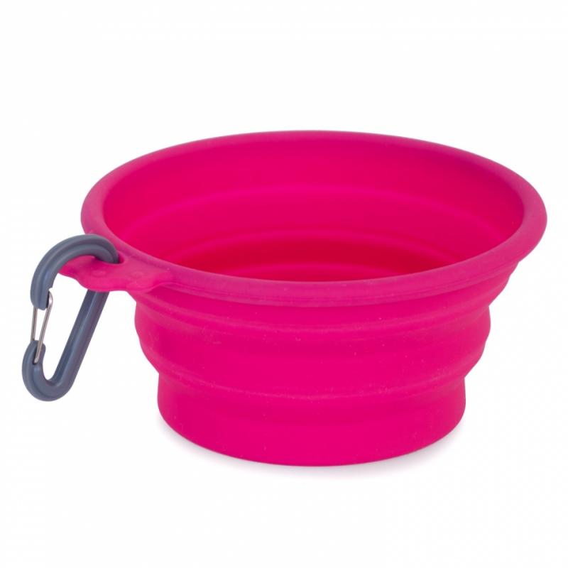 portabel vattenskål till hund rosa