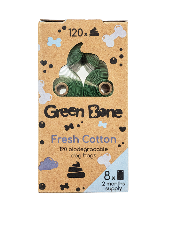 green bone cotton fräscha bajspåsar