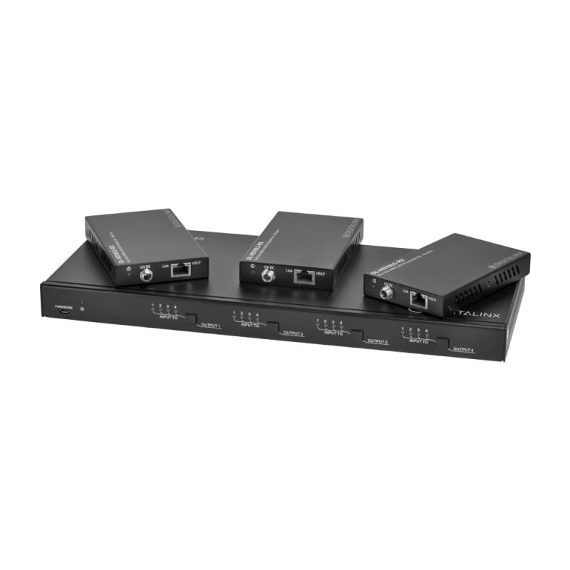 DL-44E-KIT 4X4, 4K HDBT Matrix Switch + 3 receivers