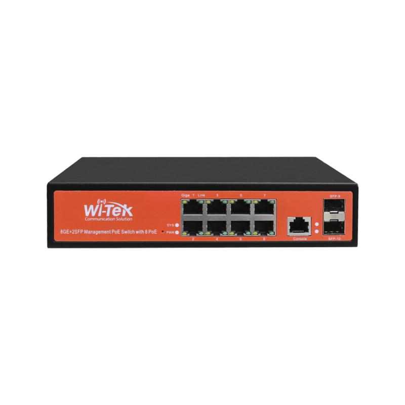 Wi-Tek PMS310GF 8-ports Managed Gigabit-switch, 8xPoE, 2xSFP