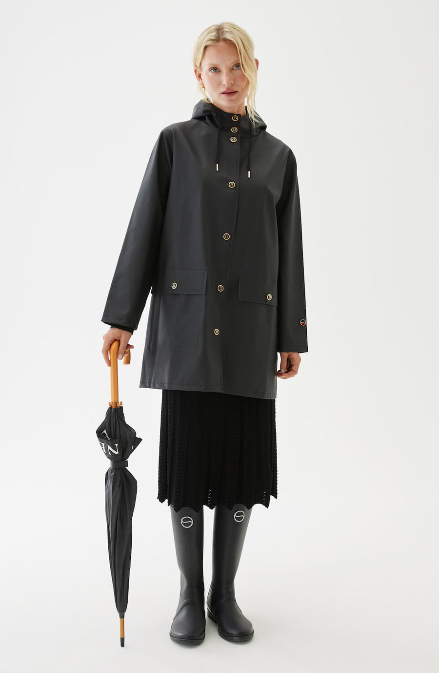 Black fashion raincoat