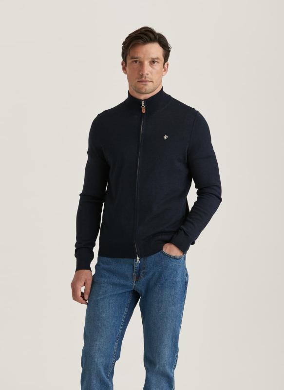 MORRIS MERINO ZIP CARDIGAN